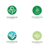 Seaweed vector logo icon illustration design.includes seafood,natural products,florist,ecology,wellness,spa.