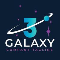 Galaxy Template On 3 Letter. Planet Logo Design Concept vector