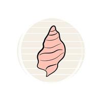 Cute logo or icon vector with seashell on striped background, illustration on circle for social media story and highlights