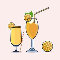 Creative Mimosa Illustrations Drink Glass Illustrations, isolated alcohol Cafe Bar Ice Art, Juice Party Brunch Champagne restaurant wineglass Elements Icon Vector