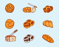 Creative Hi-Quality Challah Braid Food Set Collection, Sweet Delicious Spice Baguette Bun Sketch Bake Menu Meal, Free Icon Object Elements, With Premium Vector Collection.