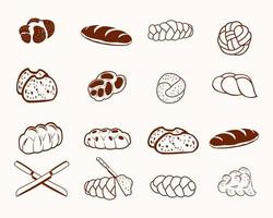 Creative Hi-Quality Challah Braid Food Collections, Sweet Delicious Spice Baguette Bun Sketch Cake Menu Meal Breakfast Free Icon Object Elements, With Premium Vector. vector