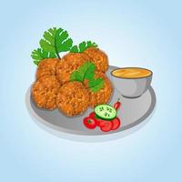 Creative Falafel Premium Illustration Design. Vegetable Isolated Food Lunch, With Fast Food Falafel Eat Tradition Drawing Restaurant Food Vector. vector