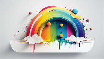 001 June rainbow white background scene Pride Month and Day love conquers all photo