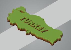 Turkey map icon in isometric 3d style on a isolated background vector