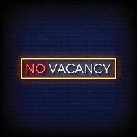 Neon Sign no vacancy with brick wall background vector