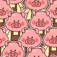 kawaii cerdito sin costura vector modelo.