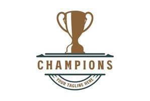 Vintage Retro Champion Trophy Cup for Sport Bar Club Logo Design Inspiration vector