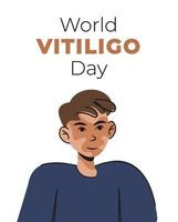 man with vitiligo. Love yourself. Banner for international Vitiligo Day. White background. vector