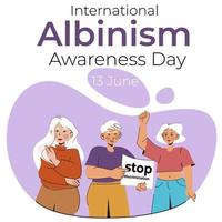 internacional albinismo conciencia día. junio 13 personas con albinismo vector