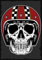 Skull With Retro Helmet Vector Illustration