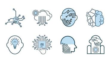 Set of Artificial intelligence-AI icons, symbols in Groups of isorated white background design Collection vector