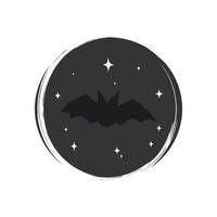 Cute icon vector with bats and stars, illustration on circle with brush texture, for social media story and instagram highlights