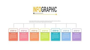 Infographic chart rectangle template 7 step business data illustration vector