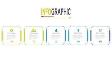 5 steps Square frame Infographic template business data illustration vector