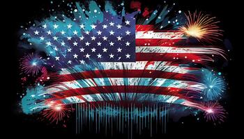 Independence Day time for revolution July 4th american flag with fireworks photo