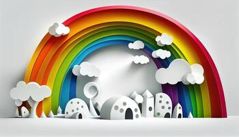 001 June rainbow white background scene Pride Month and Day love conquers all photo