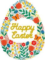 floral modelo dentro el Pascua de Resurrección huevo.primavera flores en pastel colores.postal.a plano ilustración dibujado por mano. vector