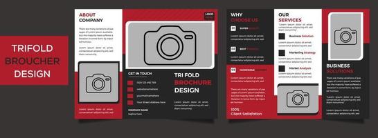 Tri fold brochure design with line shapes, corporate business template for tri fold flyer vector