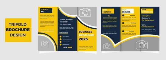 Tri fold brochure design with line shapes, corporate business template for tri fold flyer vector