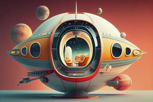 1960s-1970s Retro Style Space Illustrations. Psychedelic Style. photo