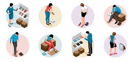 Isometric Shoes Store Set vector