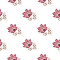 Flower stylized seamless pattern. Cute botanical illustration. Abstract floral background. vector