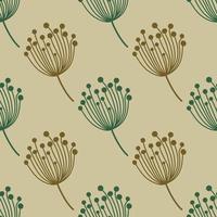 Simple dandelion silhouette seamless pattern. Blowball botanical background. Abstract floral wallpaper. vector