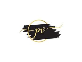 Creative Pv Signature Letter, Signature PV Luxury Fashion apparel Logo vector