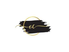 Minimal Oc Logo Icon, Golden OC Signature Letter Logo Icon Vector
