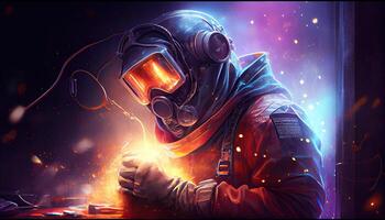 Industrial Welder With Torchspace Labor Day and the importance of workers photo