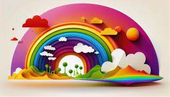 001 June rainbow white background scene Pride Month and Day love conquers all photo