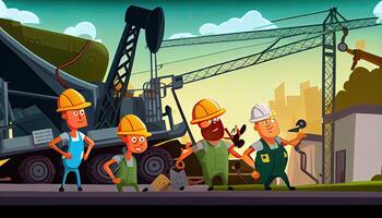Cartoon scene with construction workers Labor Day and the importance of workers photo