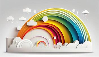 001 June rainbow white background scene Pride Month and Day love conquers all photo