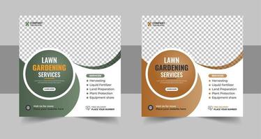 agriculture farming services or Lawn Mower Garden Service Social Media post banner and cover template or agro farm, agriculture, farming, organic farm vector