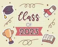 Class of 2023 hand drawn sticker vector