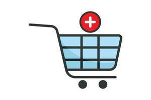 icon illustration add to cart. icon related to shopping. Flat line icon style, lineal color. Simple vector design editable