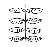 Scandi line ethno logo tree branch with leaves modern abstract doodle boho ornament pattern. Abstract trendy line art print. Fashionable vector template for your design