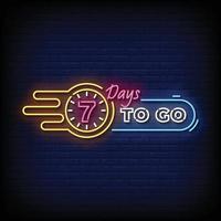 Neon Sign 7 days to go with brick wall background vector