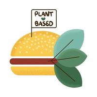 Plant based burger meat with green leaves vector illustration
