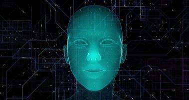 ai visage artificiel intelligence réseau ai ligne circuit La technologie Les données transfert abstrait Internet video