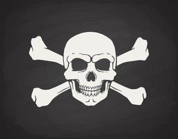 Silhouette of skull Jolly Roger with crossbones behind vector