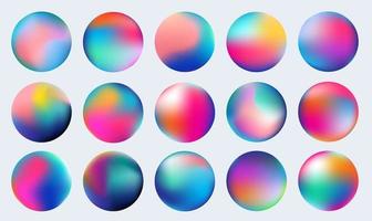 Gradient circle set, holographic vibrant round icon. Multicolor buttons can be used in banner, social media, web, as design element. vector