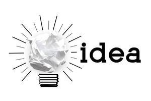 Light Bulb Made with Crumpled Paper - Idea, Creativity Concept photo