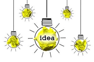 Hanging Paper Ball Light Bulbs - Idea, Creativity Concept photo