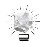 Light Bulb Icon Made with Crumpled Paper - Idea, Creativity Concept photo