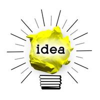 Light Bulb Made with Crumpled Paper - Idea, Creativity Concept photo