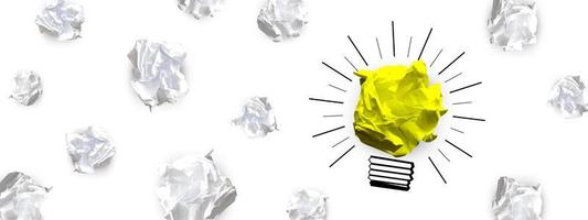 Light Bulbs Made with Crumpled Paper - Idea, Creativity Concept photo