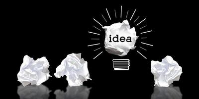 Light Bulbs Made with Crumpled Paper - Idea, Creativity Concept photo