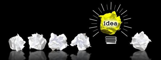 Light Bulbs Made with Crumpled Paper - Idea, Creativity Concept photo